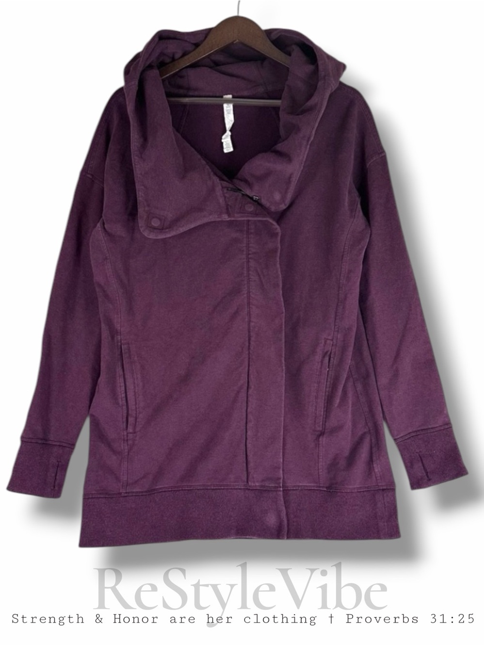 LULULEMON Womens Size 8 Hoodie Jacket Fleece Full Zipper Cowl Neck Stretch Scuba